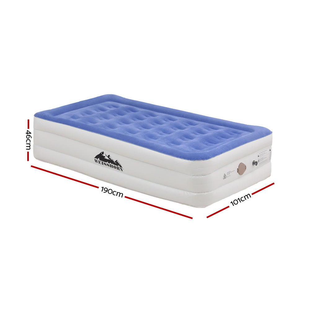 Weisshorn Air Mattress Single Inflatable Bed 46cm Cube Airbed-Outdoor Recreation > Camping > Inflatable Mattresses-PEROZ Accessories
