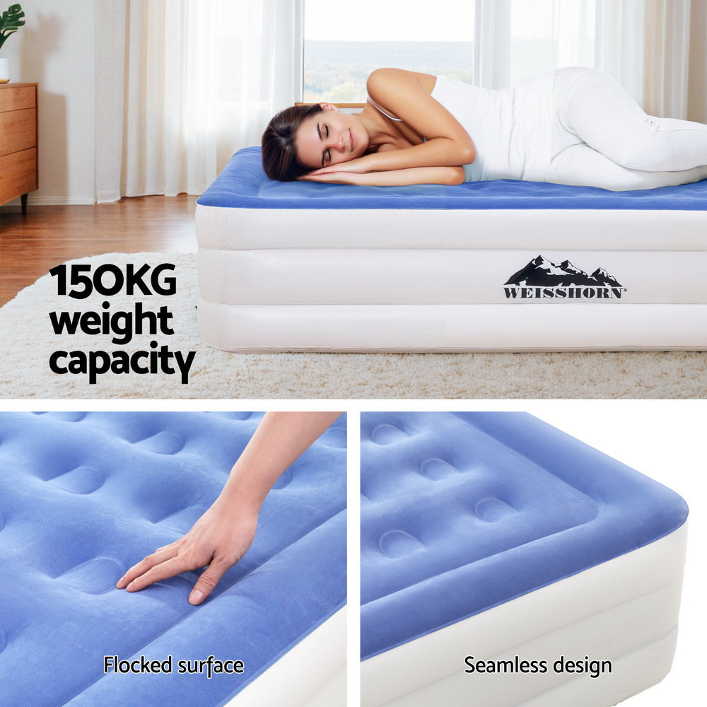Weisshorn Air Mattress Single Inflatable Bed 46cm Cube Airbed-Outdoor Recreation > Camping > Inflatable Mattresses-PEROZ Accessories