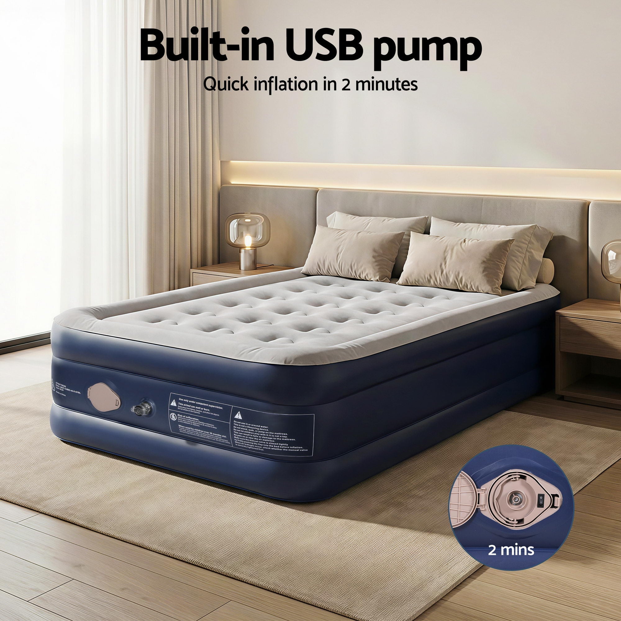 Weisshorn Air Mattress Single Inflatable Bed 46cm Air bed Cube-Outdoor Recreation > Camping > Inflatable Mattresses-PEROZ Accessories