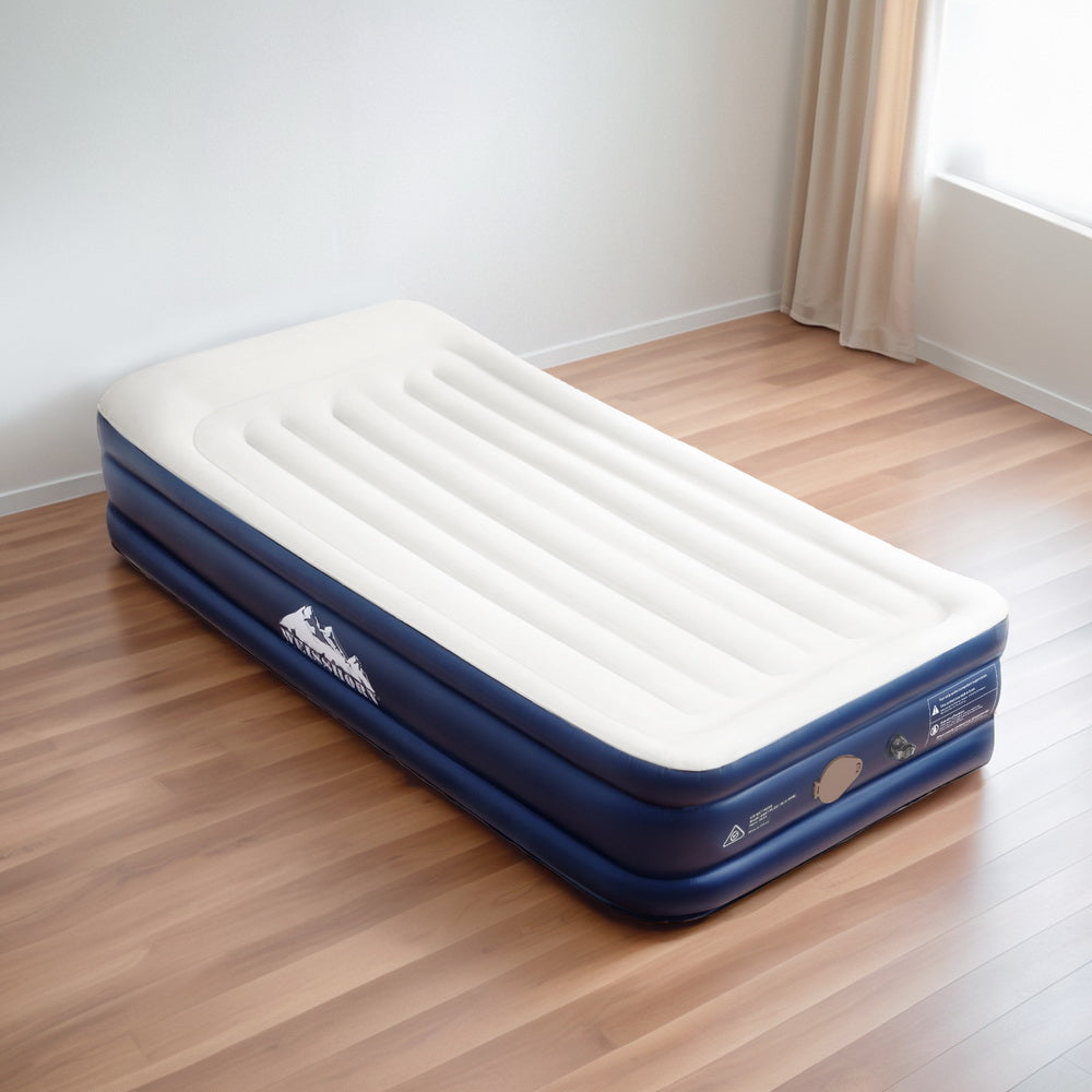 Weisshorn Air Mattress Single Inflatable Bed 46cm Air bed Grey-Outdoor Recreation > Camping > Inflatable Mattresses-PEROZ Accessories