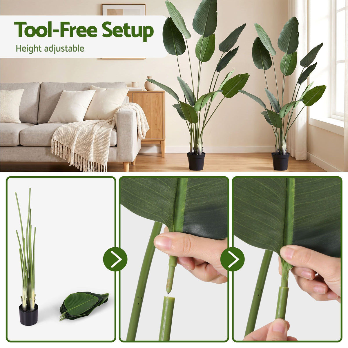 Artiss 150cm Artificial Bird of Paradise Plant Lifelike Textured Leaves Wipe-Clean Indoor Home Decor