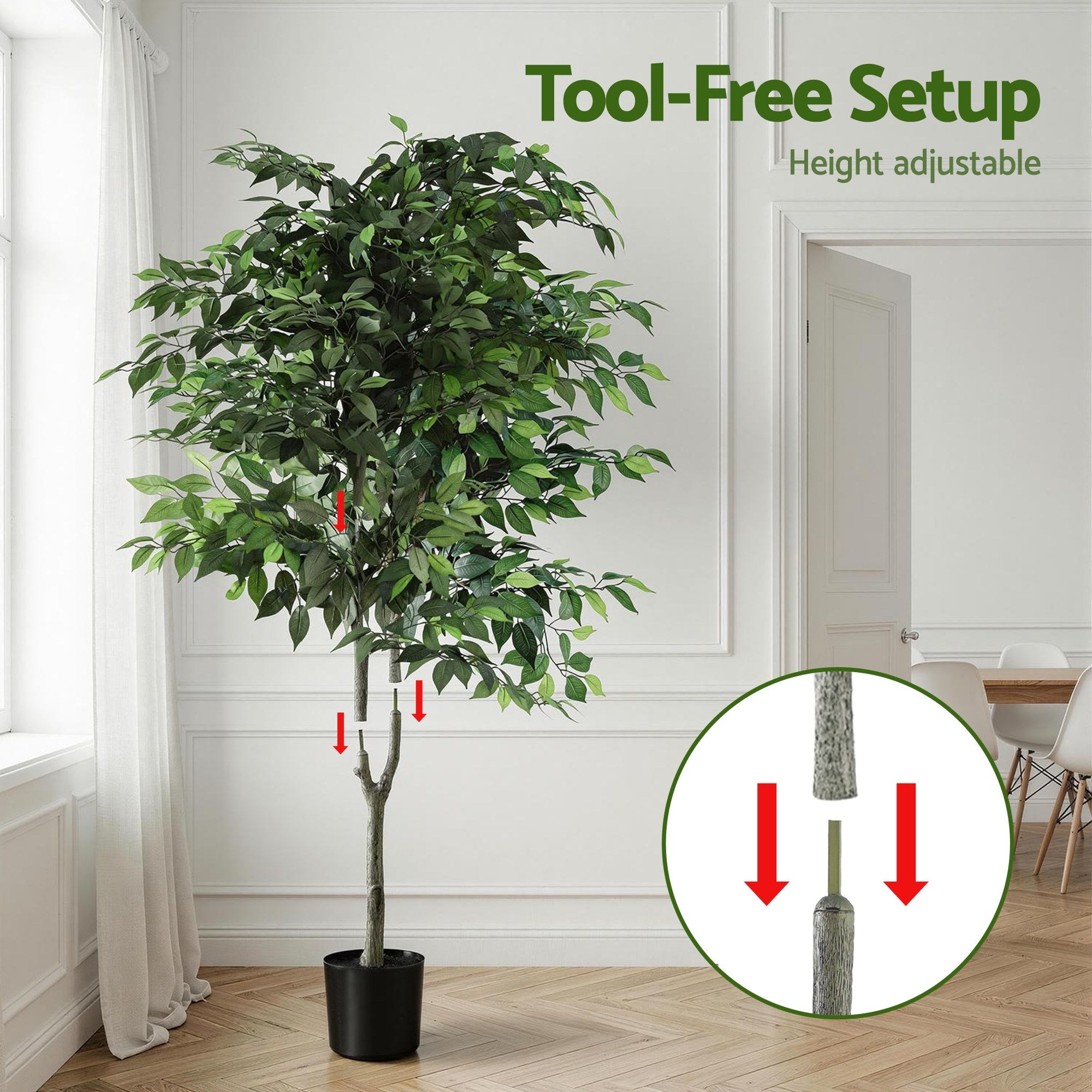 Artiss 180cm Artificial Ficus Tree Faux Trees Indoor Decor Artificial Plants Lifelike Plant 1.8M-Home & Garden > Artificial Plants > Artificial Trees-PEROZ Accessories