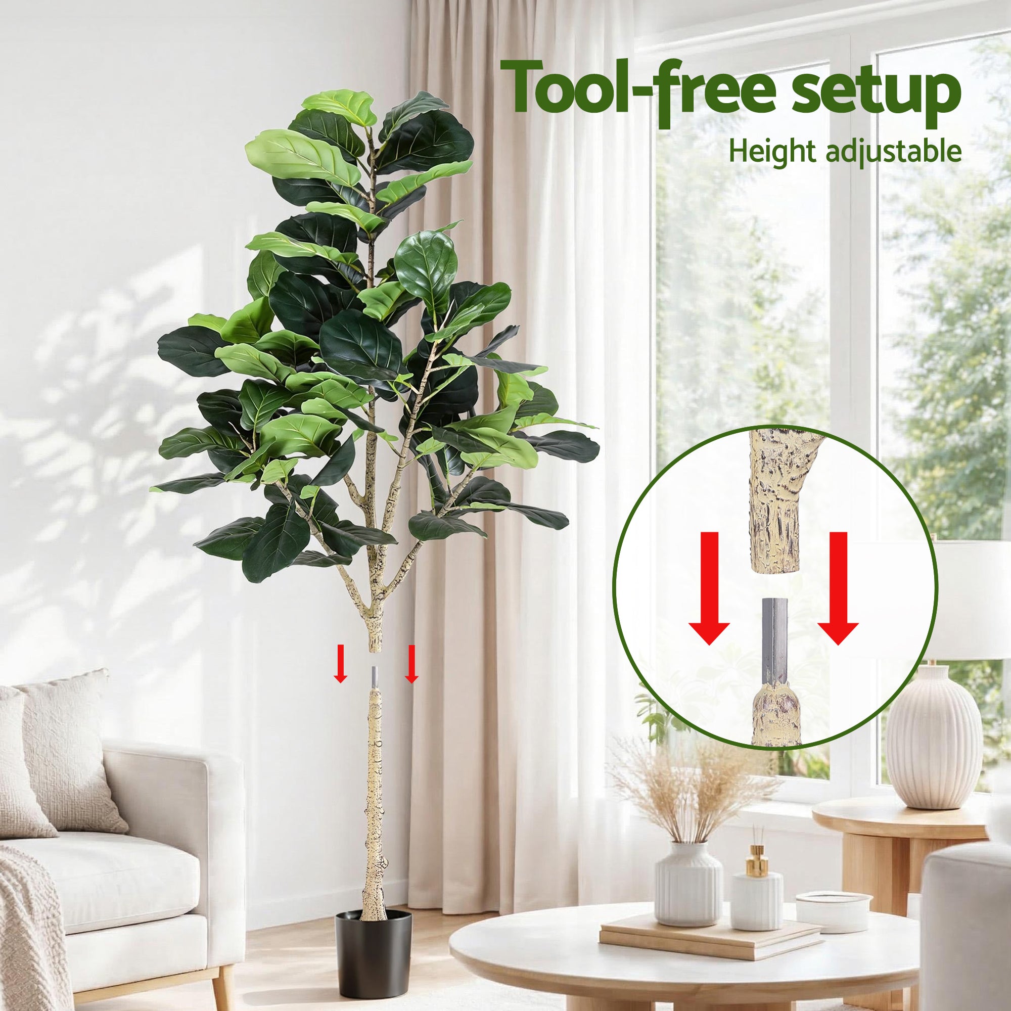 Artiss 180cm Artificial Fiddle Tree Faux Trees Indoor Decor Artificial Plants Lifelike Plant 1.8M-Home & Garden > Artificial Plants > Artificial Trees-PEROZ Accessories