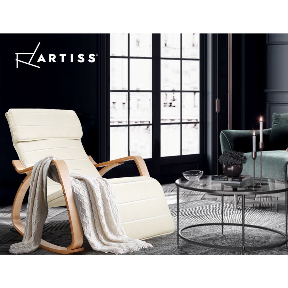 Artiss Rocking Armchair Footrest Nursing Beige Afton-Armchairs-PEROZ Accessories