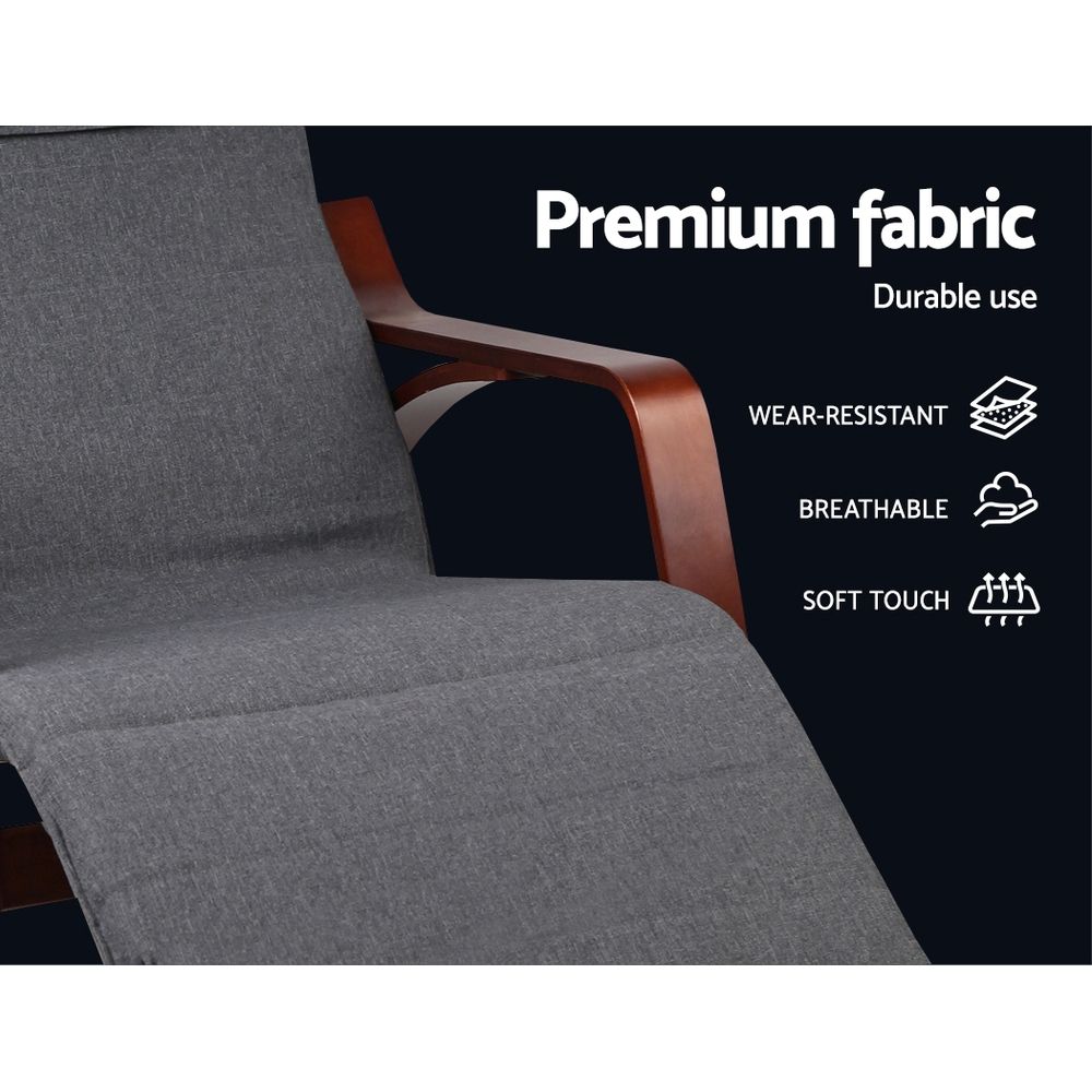Artiss Rocking Armchair Footrest Nursing Charcoal Afton-Armchairs-PEROZ Accessories