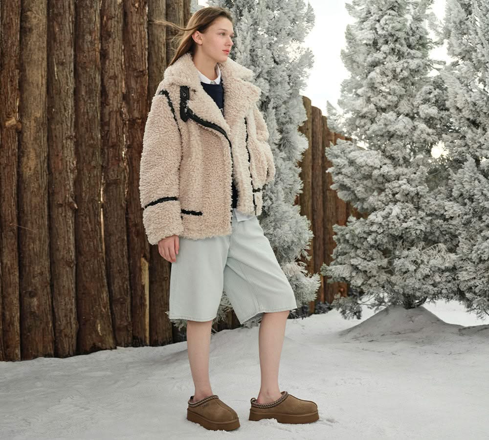 AUSTRALIAN SHEPHERD UGG Slippers Sheepskin Wool Ankle Platform Tazzy Tay