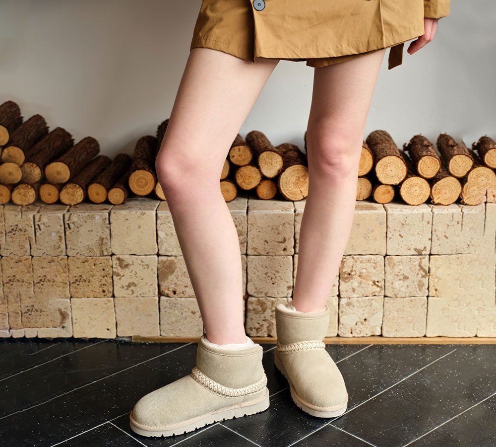 AUSTRALIAN SHEPHERD UGG Boots Sheepskin Wool Ankle Knitted Fayle