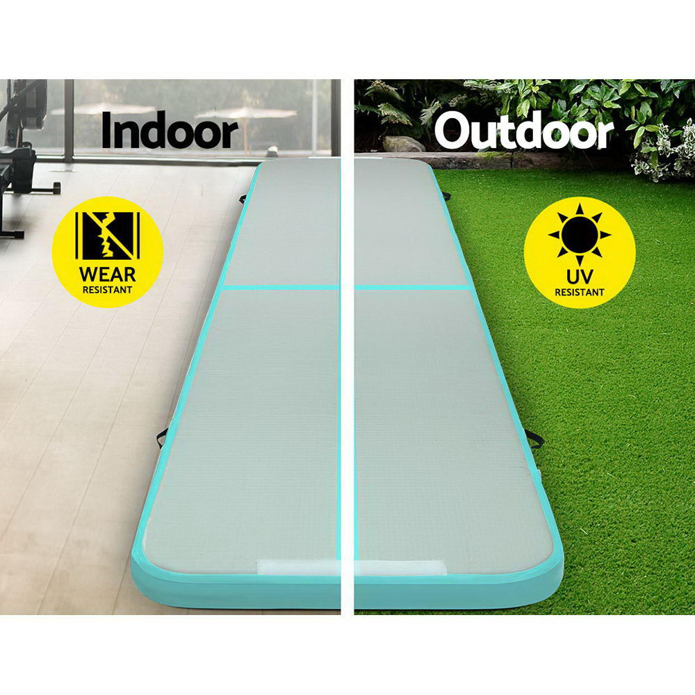 Everfit GoFun 5X1M Inflatable Air Track Mat with Pump Tumbling Gymnastics Green-Sports & Fitness > Exercise, Gym & Fitness > Gymnastics-PEROZ Accessories