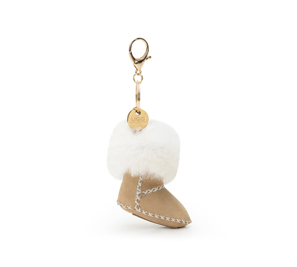 AUSTRALIAN SHEPHERD UGG Boot Fluffy Sheepskin Wool Keyring Boris-keyring-PEROZ Accessories