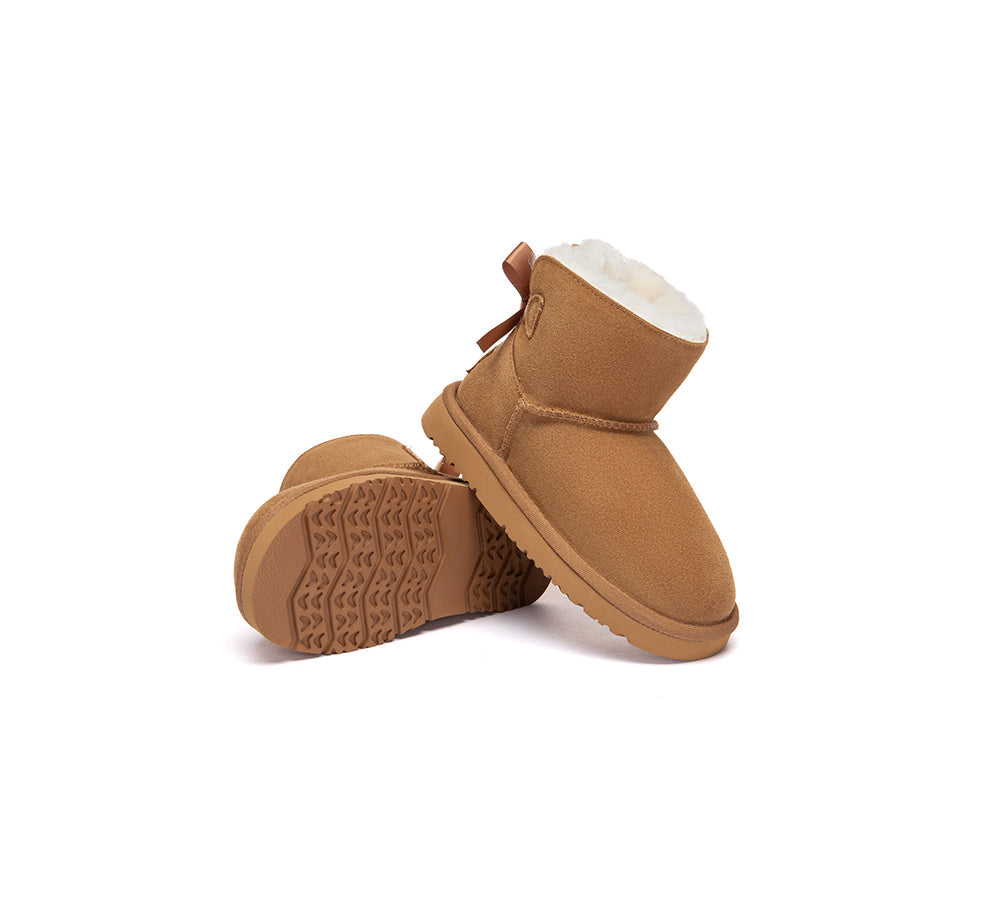 AUSTRALIAN SHEPHERD UGG Boots Kids Sheepskin Wool Back Bow Ankle Melub-UGG Boots-PEROZ Accessories
