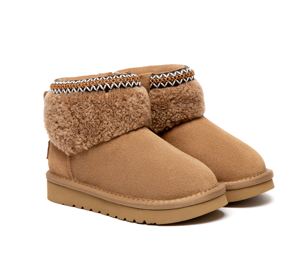 AUSTRALIAN SHEPHERD UGG Boots Kids Sheepskin Wool Collar Brunel-UGG Boots-PEROZ Accessories