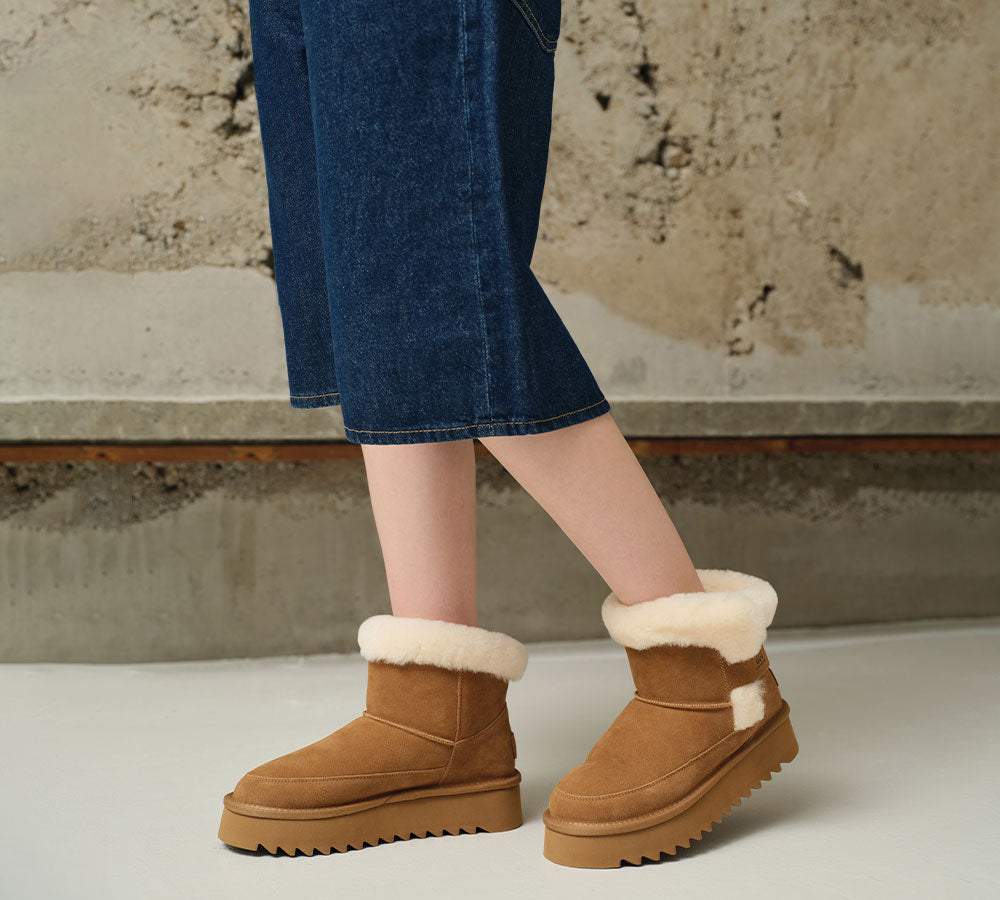 AUSTRALIAN SHEPHERD UGG Boots Sheepskin Wool Shearling Platform Bynnie-UGG Boots-PEROZ Accessories