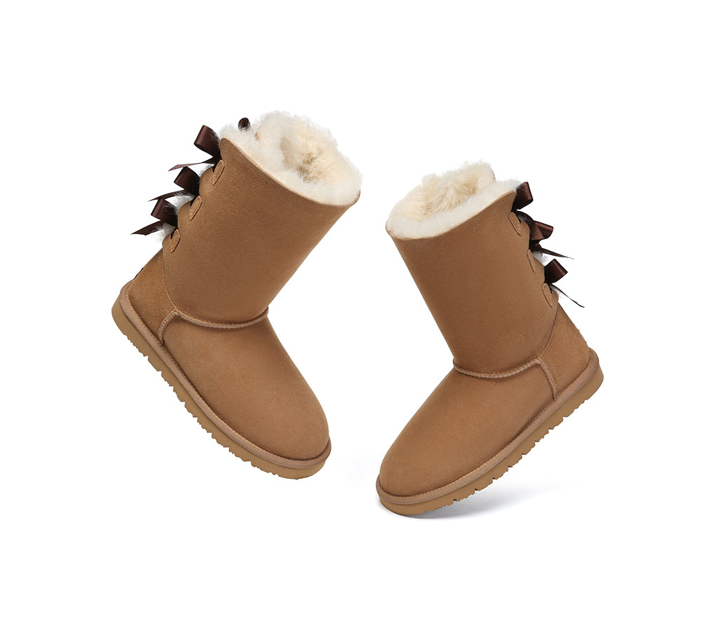 AUSTRALIAN SHEPHERD® UGG Boots Women Double faced Sheepskin Wool Tall Back Bow-PEROZ Accessories