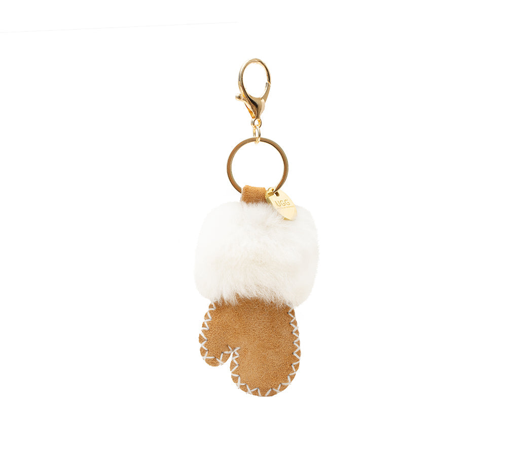 AUSTRALIAN SHEPHERD UGG Glove Fluffy Sheepskin Wool Keyring-keyring-PEROZ Accessories