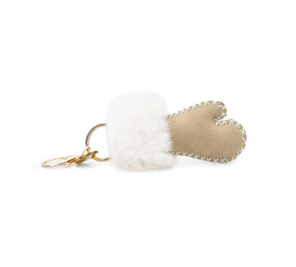 AUSTRALIAN SHEPHERD UGG Glove Fluffy Sheepskin Wool Keyring-keyring-PEROZ Accessories
