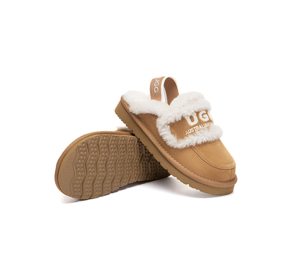AUSTRALIAN SHEPHERD UGG Slippers Kids Sheepskin Wool Slingback Rilee-UGG Slippers-PEROZ Accessories