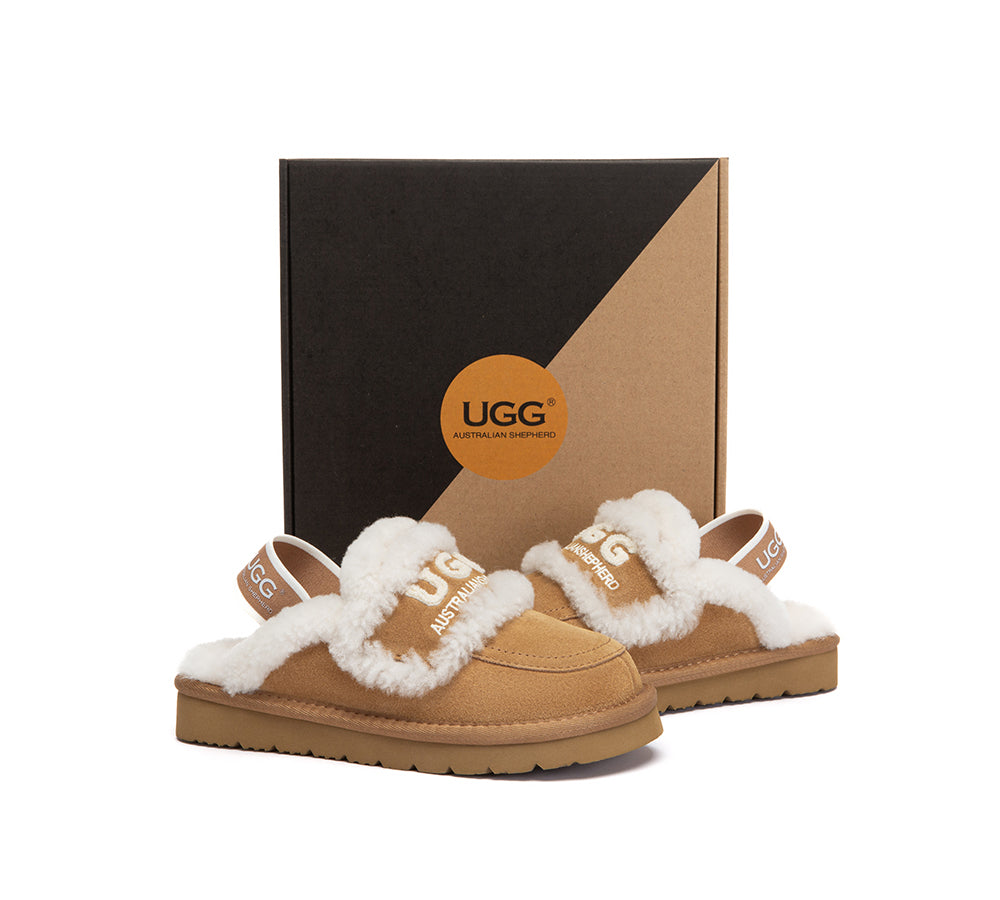 AUSTRALIAN SHEPHERD UGG Slippers Kids Sheepskin Wool Slingback Rilee-UGG Slippers-PEROZ Accessories