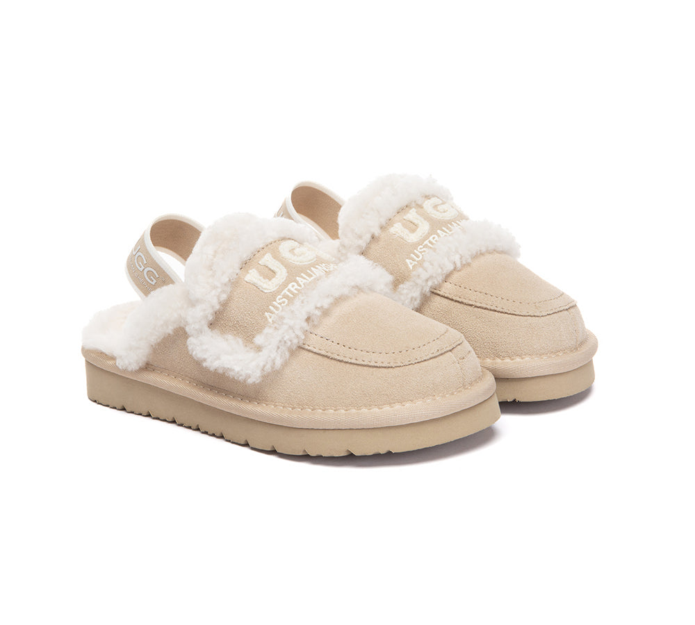 AUSTRALIAN SHEPHERD UGG Slippers Kids Sheepskin Wool Slingback Rilee-UGG Slippers-PEROZ Accessories