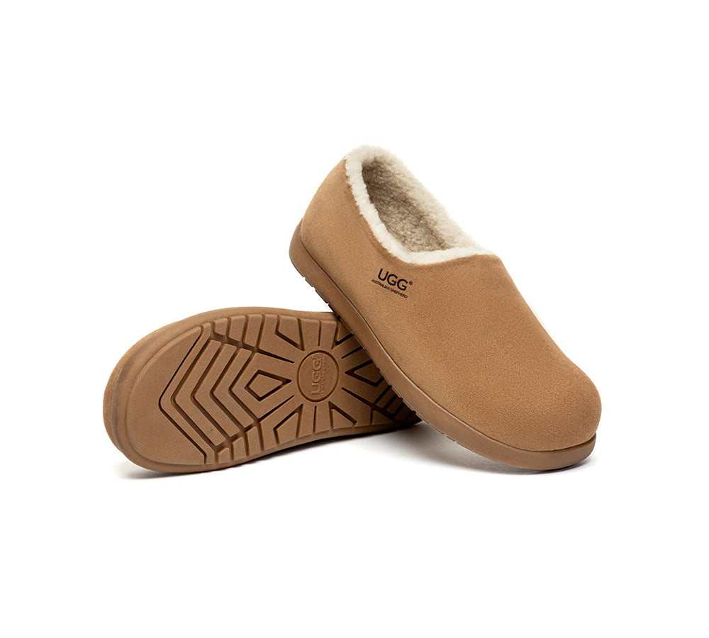 AUSTRALIAN SHEPHERD UGG Slippers Men Sheepskin Wool Ankle Clog Large Size Brett-UGG Slippers-PEROZ Accessories