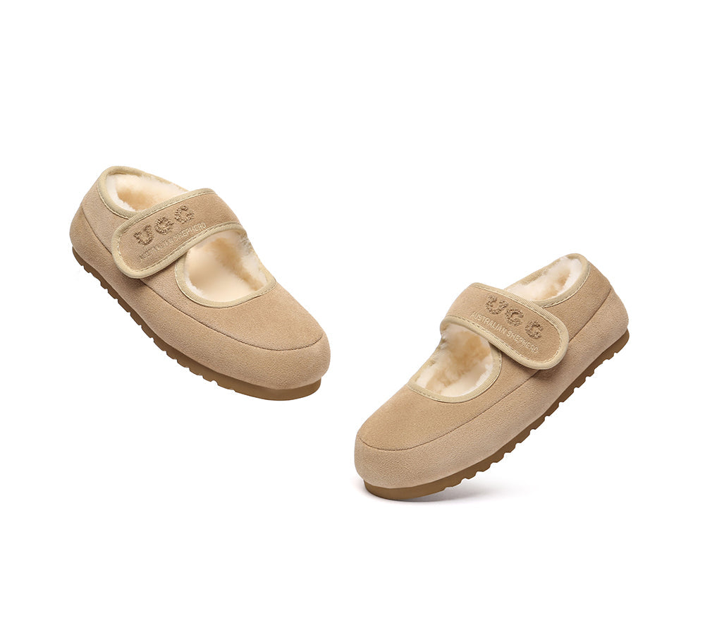 AUSTRALIAN SHEPHERD UGG Slippers Sheepskin Wool Adjustable Strap Mary Jane Velvi-UGG Slippers-PEROZ Accessories