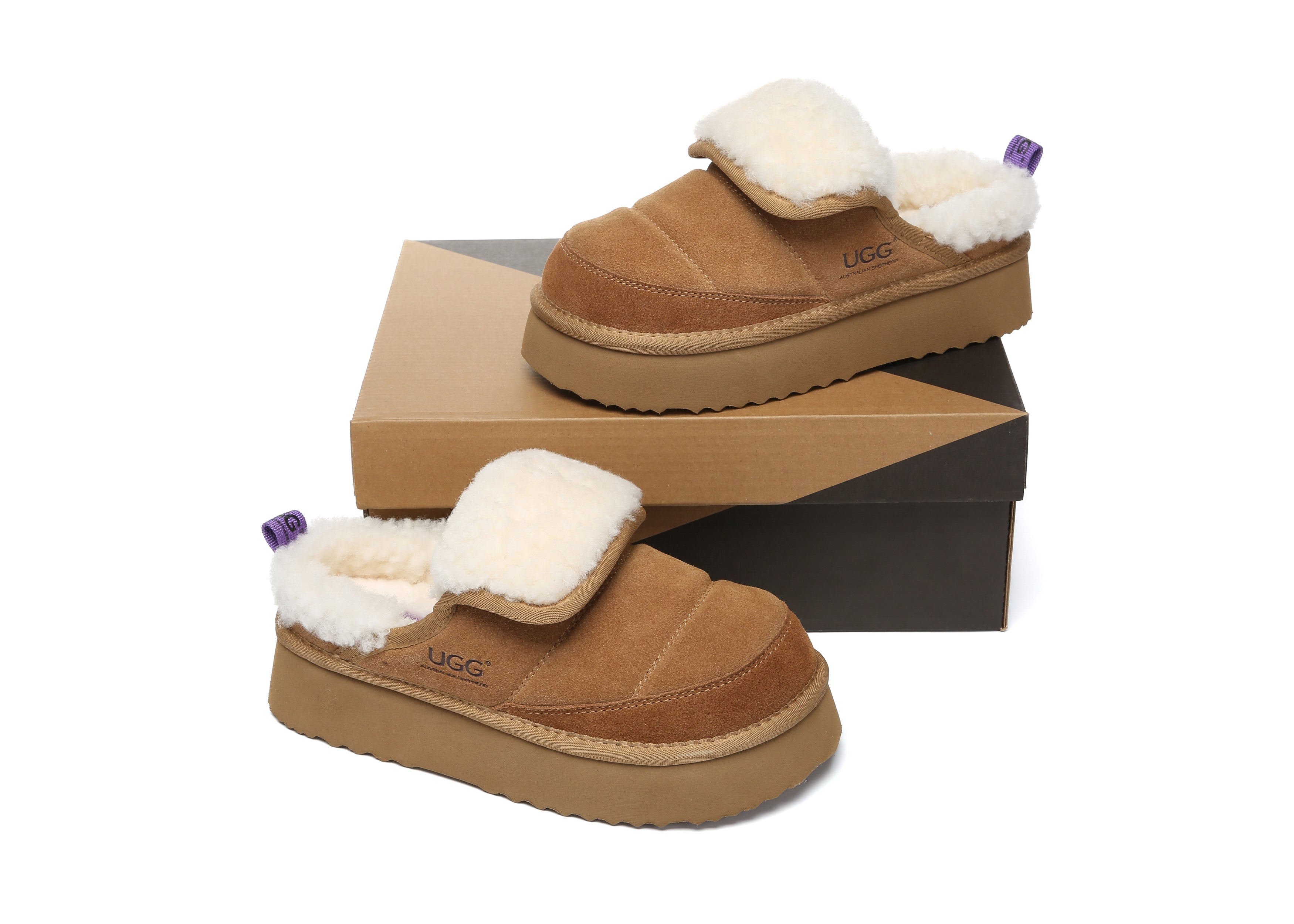AUSTRALIAN SHEPHERD® UGG Slippers Sheepskin Wool Platform Theia-PEROZ Accessories