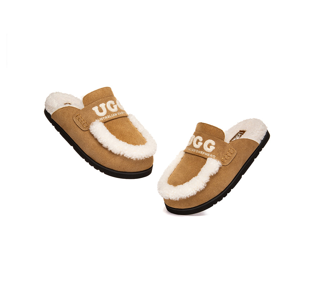 AUSTRALIAN SHEPHERD UGG Slippers Women Sheepskin Wool Shearling Lora-UGG Slippers-PEROZ Accessories