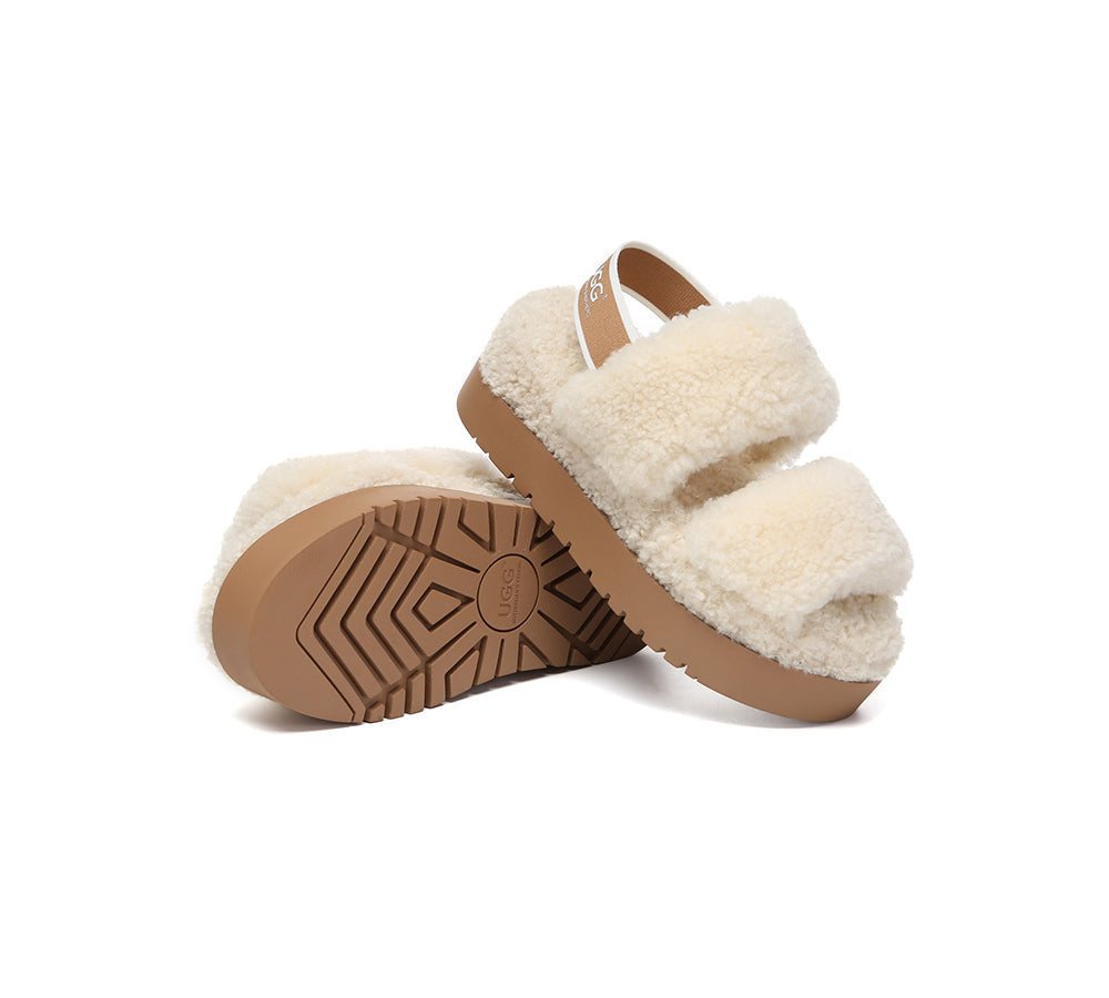 AUSTRALIAN SHEPHERD UGG Women Double Strap Slingback Platform Fluffy Slides Lyam-UGG Slides-PEROZ Accessories