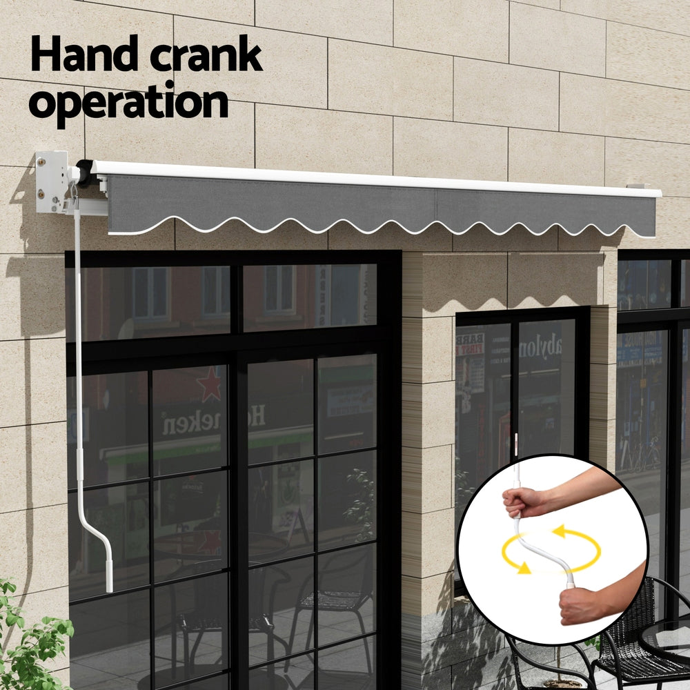 Instahut Retractable Folding Arm Awning Manual Sunshade 4.5Mx3M Grey-Home & Garden > Shading-PEROZ Accessories