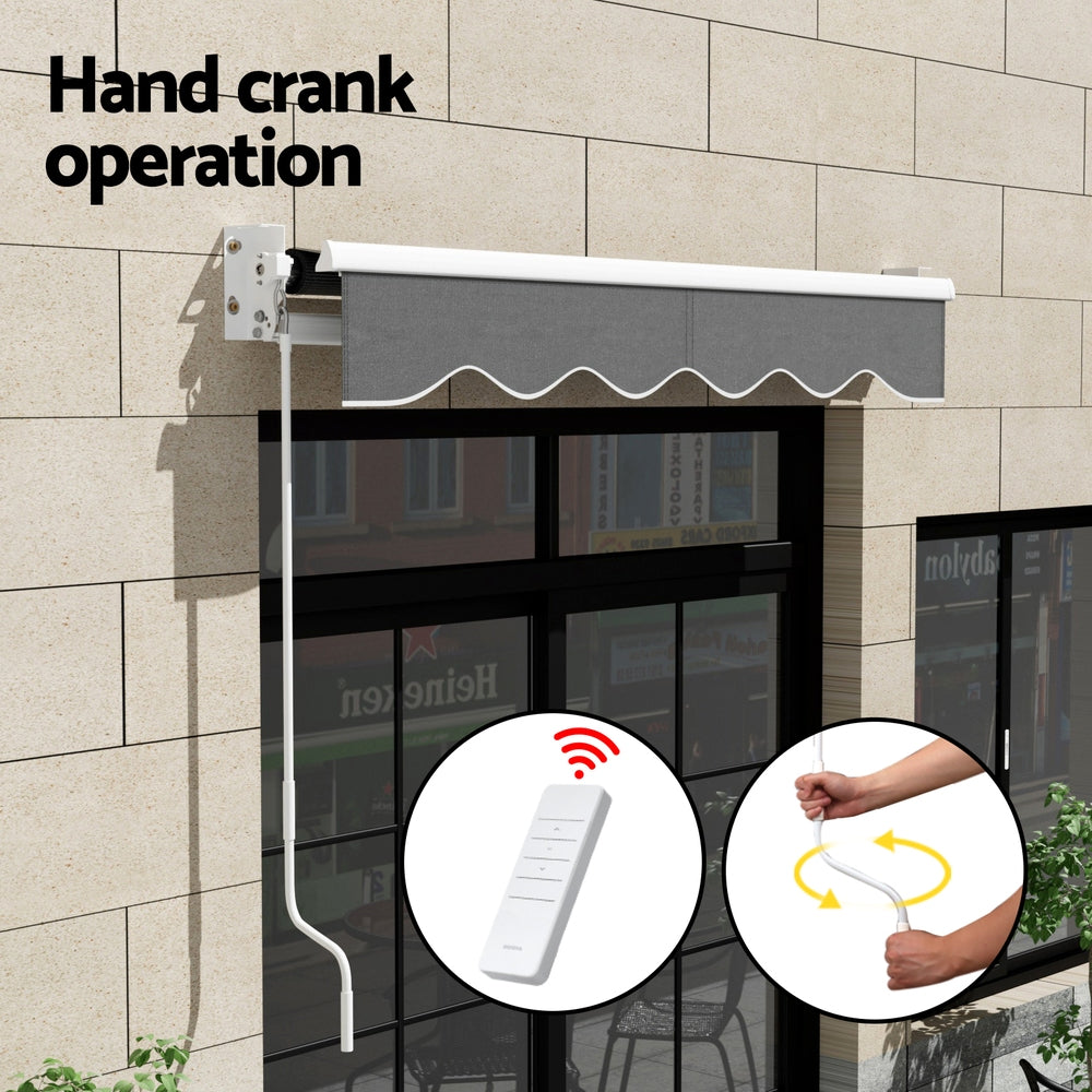 Instahut Retractable Folding Arm Awning Motorised Sunshade 2Mx1.5M Grey-Home & Garden > Shading-PEROZ Accessories