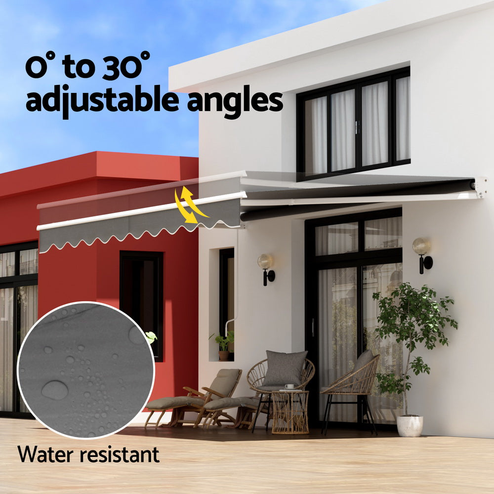 Instahut Retractable Folding Arm Awning Motorised Sunshade 4.5Mx2.5M Grey-Home & Garden > Shading-PEROZ Accessories