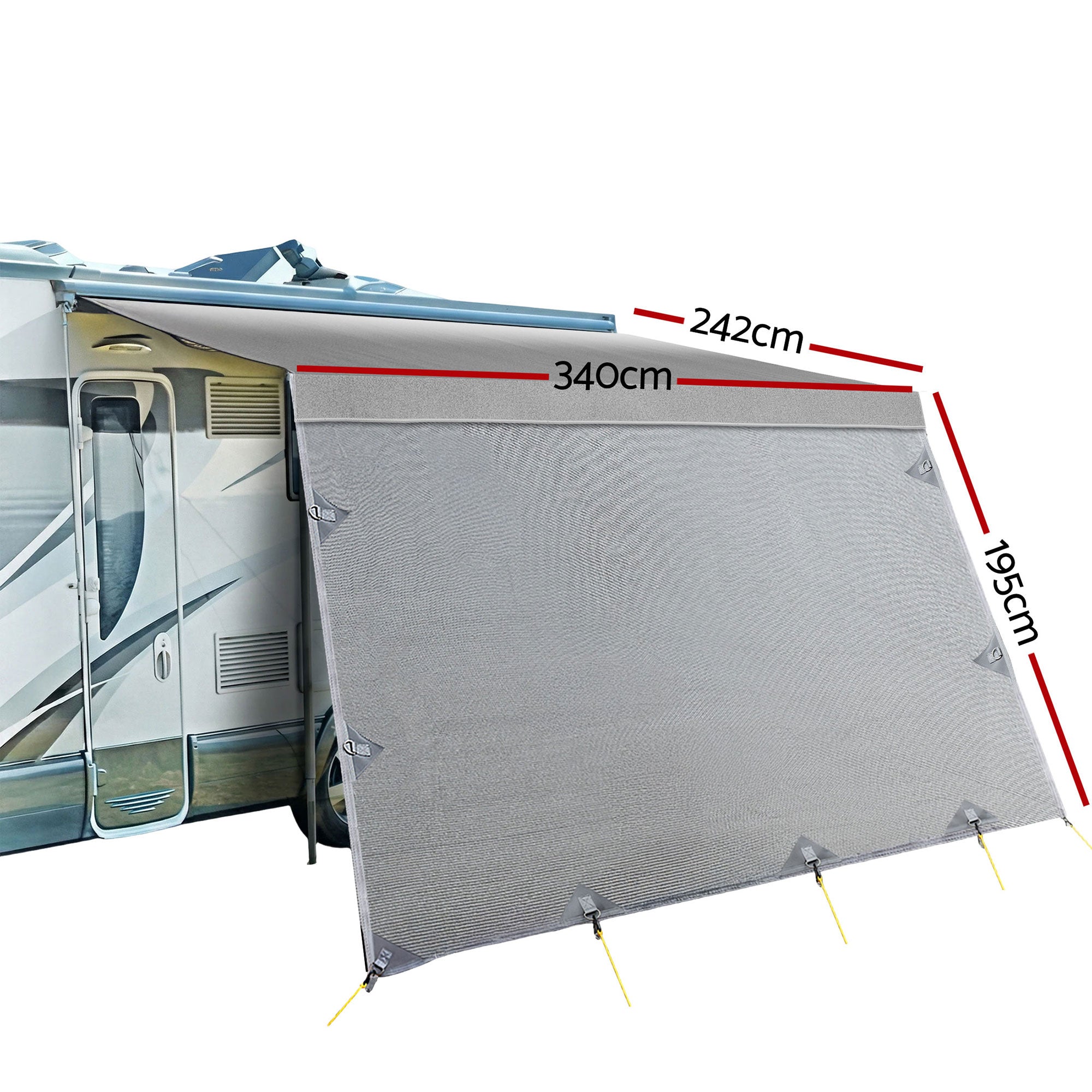 Weisshorn 12ft Caravan Awning Fabric & Privacy Screen RV Roll Out Sun Shade 3.4M-Outdoor Recreation > Camping > Caravan Accessories-PEROZ Accessories