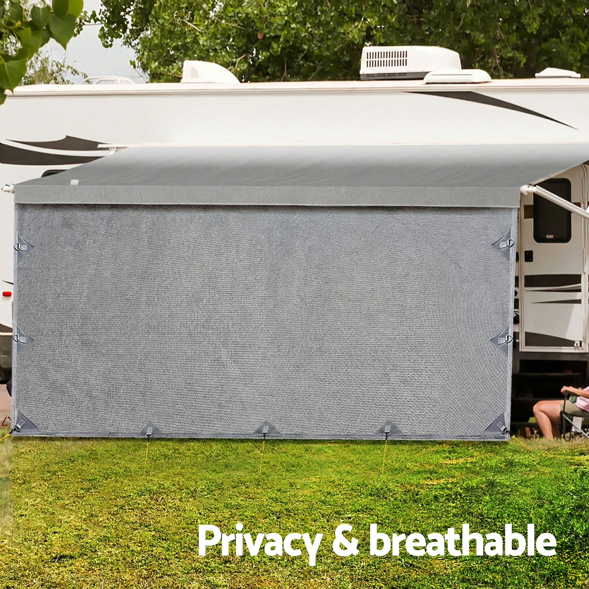 Weisshorn 12ft Caravan Awning Fabric & Privacy Screen RV Roll Out Sun Shade 3.4M-Outdoor Recreation > Camping > Caravan Accessories-PEROZ Accessories