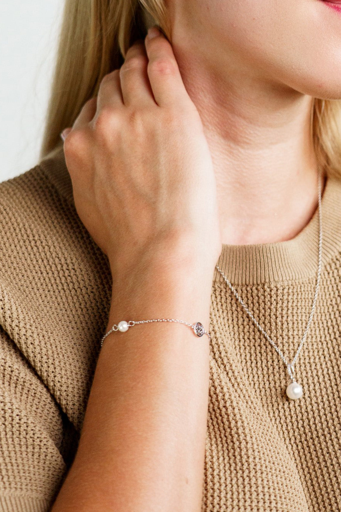 ADAGIO TOUCH OF SPARKLE PEARL BRACELET SILVER 15CM + 4CM-PEROZ Accessories