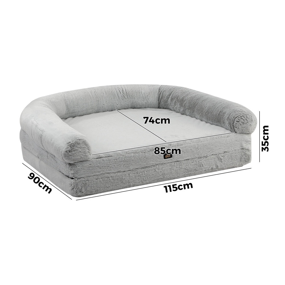 Alopet Foldable Calming Dog Bed Removable Washable Grey-Dog Bed-PEROZ Accessories