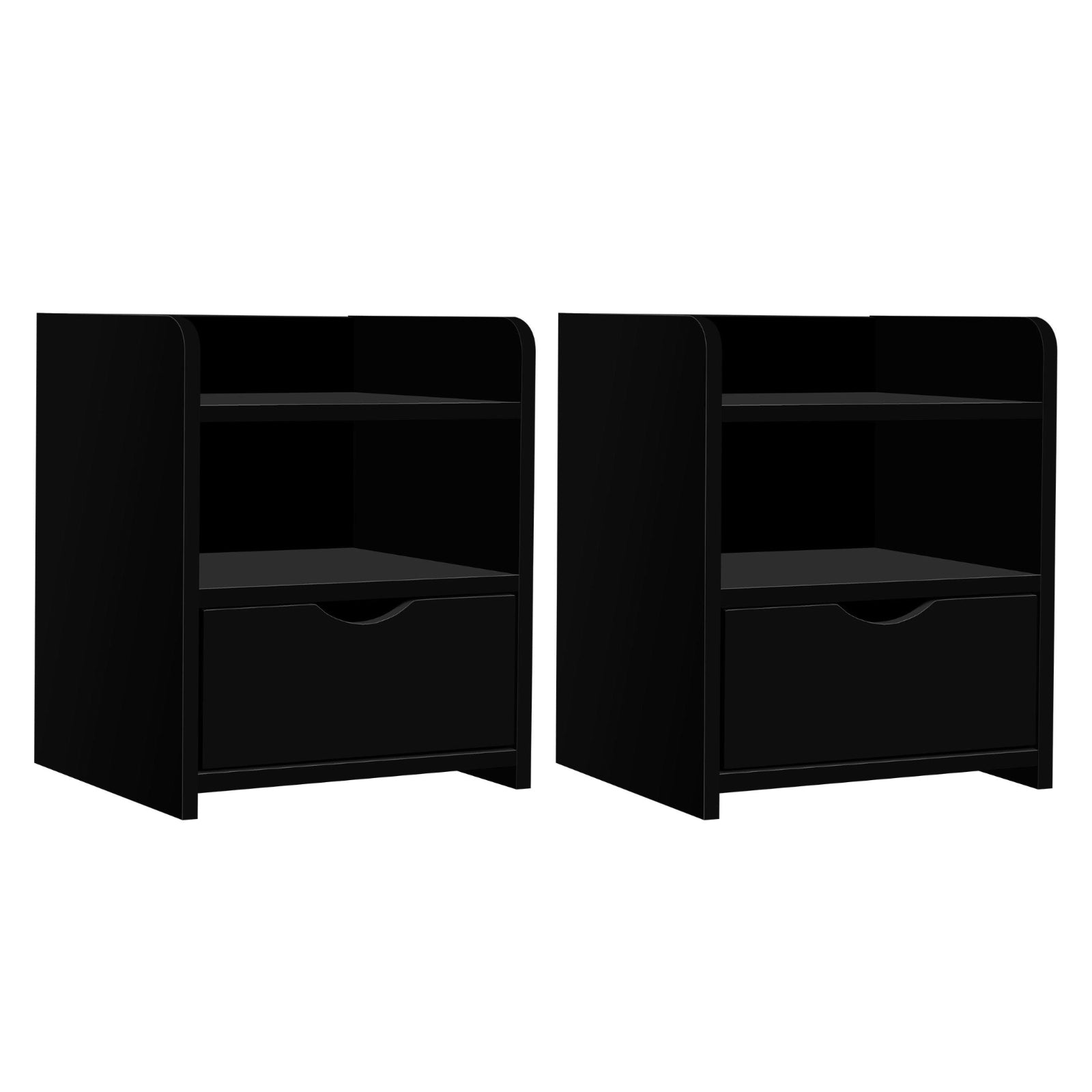 Artiss 2X Bedside Table 1 Drawer with Shelf - FARA Black-Furniture > Bedroom > Bedside Tables-PEROZ Accessories