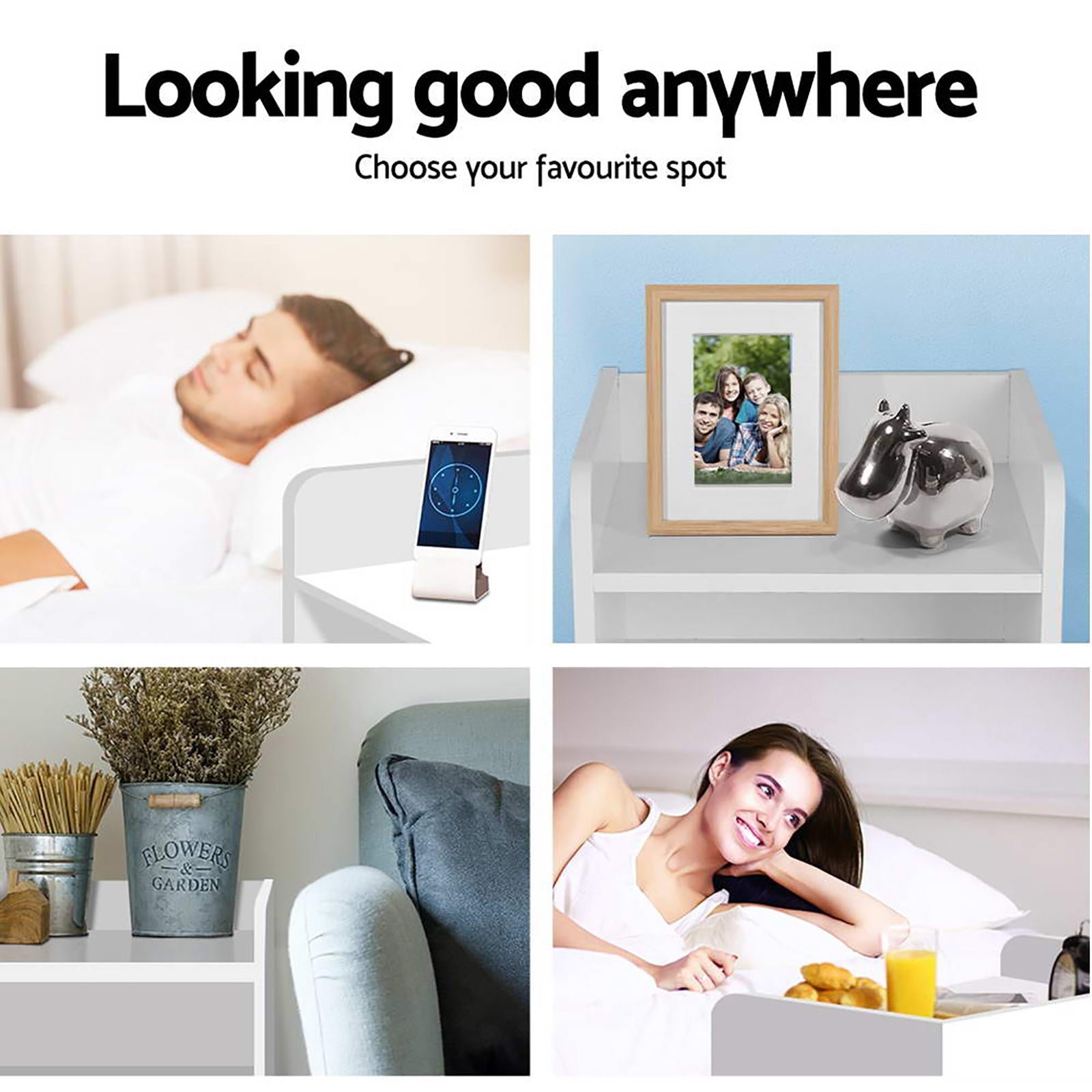 Artiss 2X Bedside Table 1 Drawer with Shelf - FARA White-Furniture > Bedroom > Bedside Tables-PEROZ Accessories