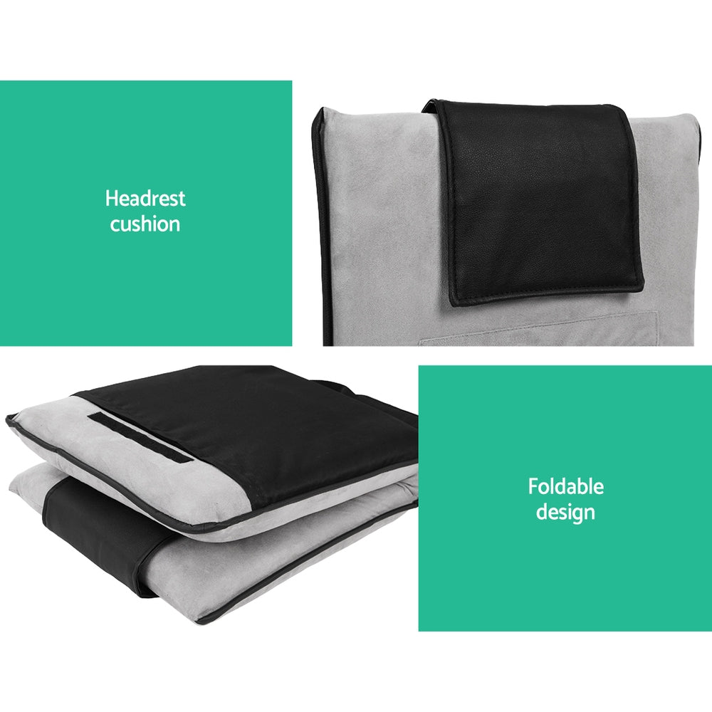 Artiss 2X Floor Lounge Sofa Bed Floor Cushion Velvet Grey-Furniture > Bar Stools & Chairs > Arm Chairs & Recliners-PEROZ Accessories