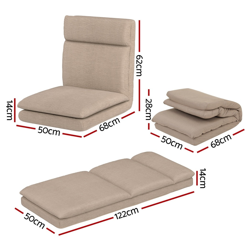 Artiss 2XFloor Chair Sofa Linen Beige-Furniture > Bar Stools & Chairs > Arm Chairs & Recliners-PEROZ Accessories