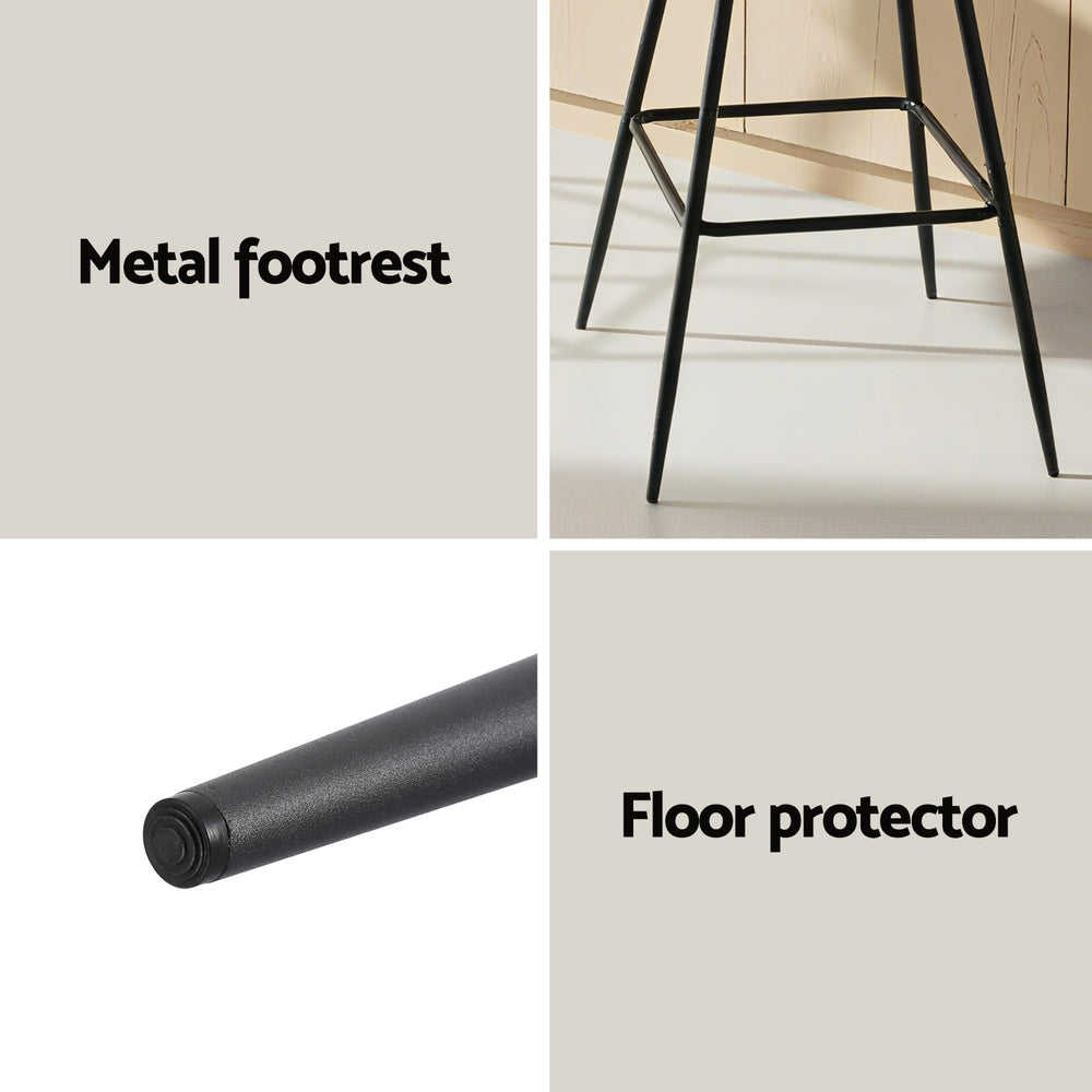 Artiss 2x Bar Stools Kitchen Dining Chair Counter Stool Diamond PU Leather Black-Furniture > Bar Stools & Chairs > Table & Bar Stools-PEROZ Accessories