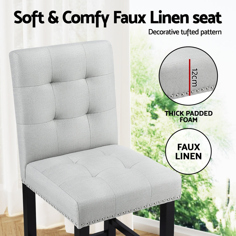 Artiss 2x Bar Stools Kitchen Dining Chairs Counter Fabric Stool Wooden Ada Grey-Furniture > Bar Stools & Chairs > Table & Bar Stools-PEROZ Accessories