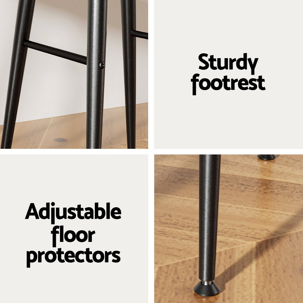 Artiss 2x Bar Stools Kitchen Dining Chairs Counter Round PU Leather Lane Brown-Furniture > Bar Stools & Chairs > Table & Bar Stools-PEROZ Accessories