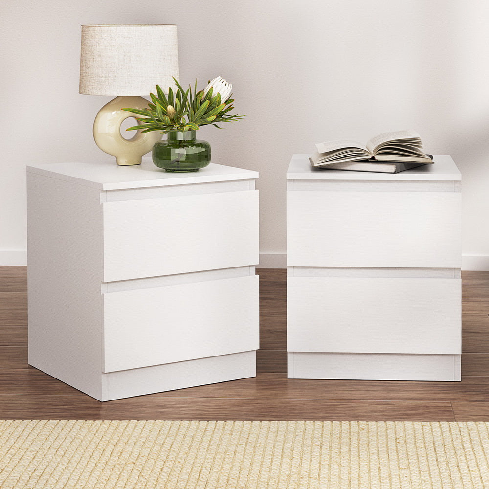 Artiss 2x Bedside Table 2 Drawers - PEPE White-Furniture > Bedroom > Bedside Tables-PEROZ Accessories