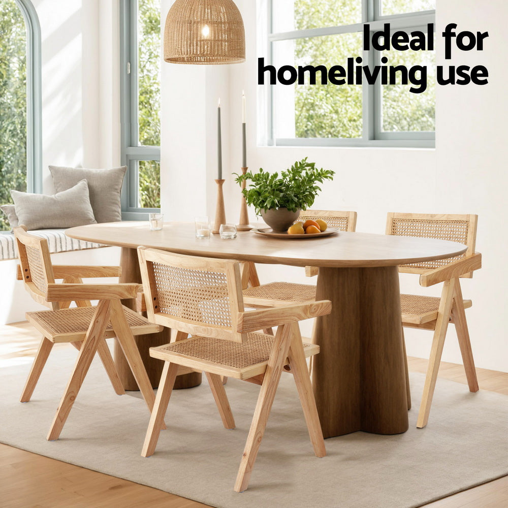 Artiss 2x Dining Chairs Wooden Rattan Seat Rubber Wood Frame-Furniture > Dining > Kitchen & Dining Chairs-PEROZ Accessories