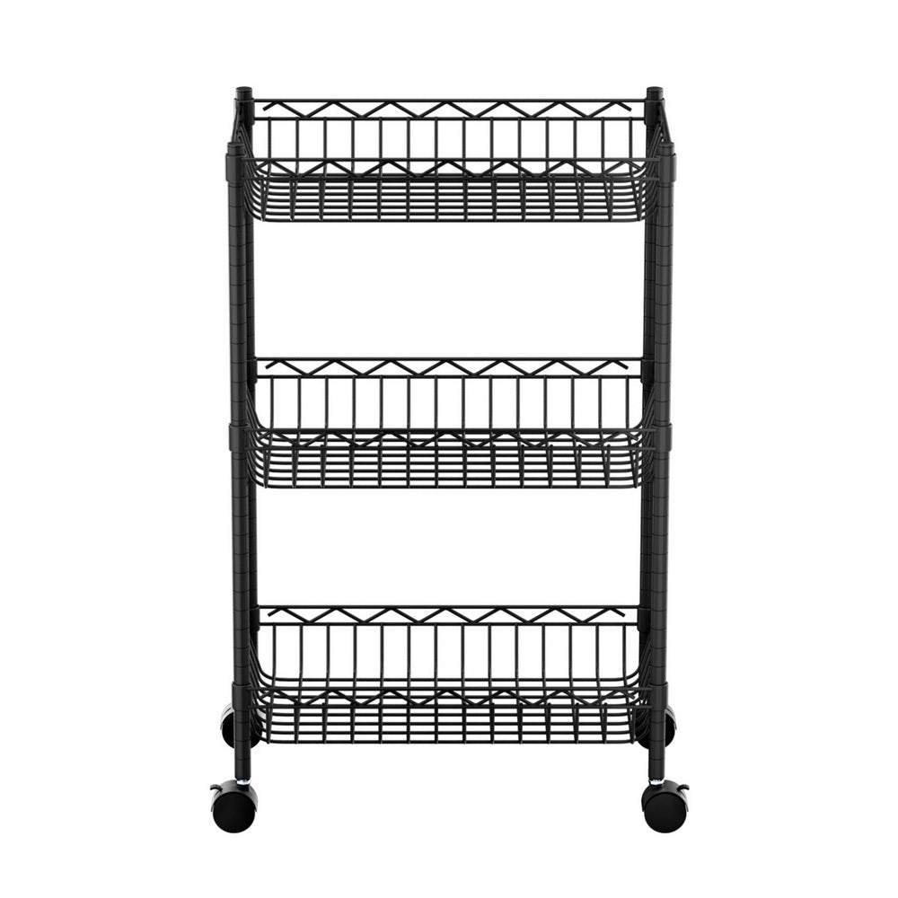 Artiss 3-Tier Shelving Unit Adjustable Garage Storage Kitchen Rack With Wheels-Furniture > Dining > Kitchen & Dining Trolleys-PEROZ Accessories