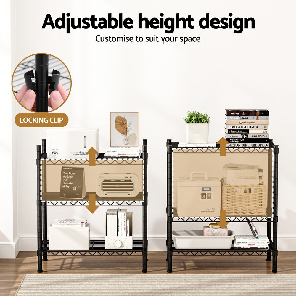 Artiss 3-Tier Shelving Unit Adjustable Garage Storage Shelves Kitchen Rack Steel-Furniture > Dining > Kitchen & Dining Trolleys-PEROZ Accessories