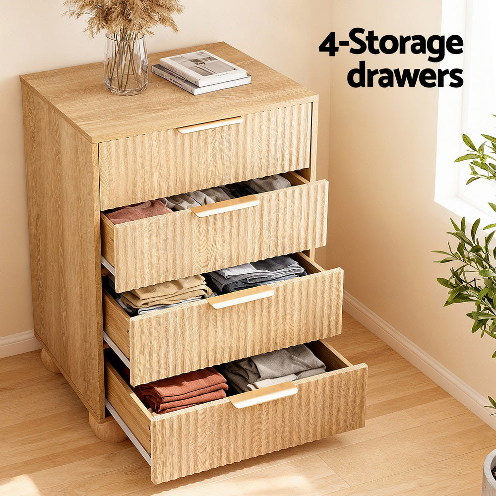 Artiss 4 Chest of Drawers Dresser Tallboy Pine-Furniture > Bedroom > Dressers-PEROZ Accessories