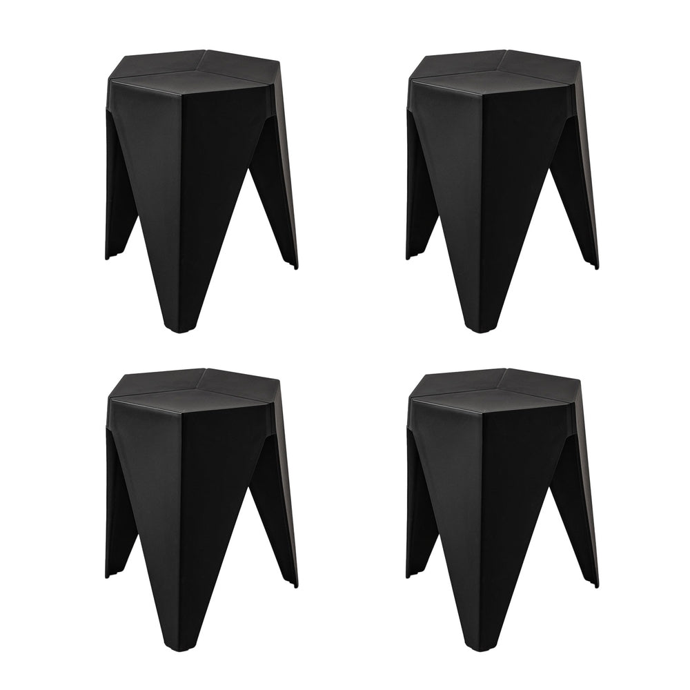 Artiss 4PC Puzzle Stool Plastic Bar Stools Stackable Black-Furniture > Bar Stools & Chairs > Table & Bar Stools-PEROZ Accessories