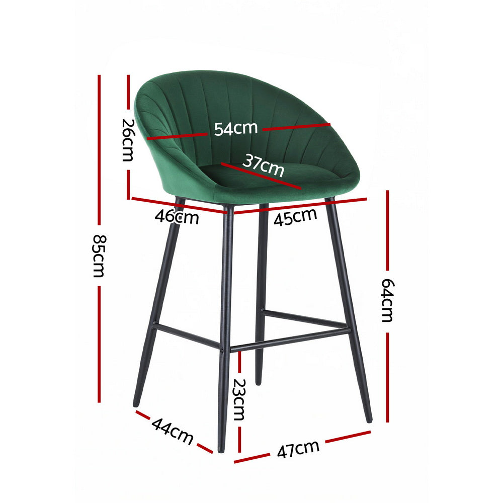 Artiss 4x Bar Stools Kitchen Dining Chair Counter Stool Tub Velvet Metal Green-Furniture > Bar Stools & Chairs > Table & Bar Stools-PEROZ Accessories