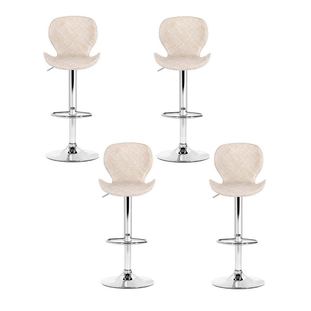 Artiss 4x Bar Stools Kitchen Swivel Gas Lift Counter Chair Wing PE Rattan Beige-Furniture > Bar Stools & Chairs > Table & Bar Stools-PEROZ Accessories