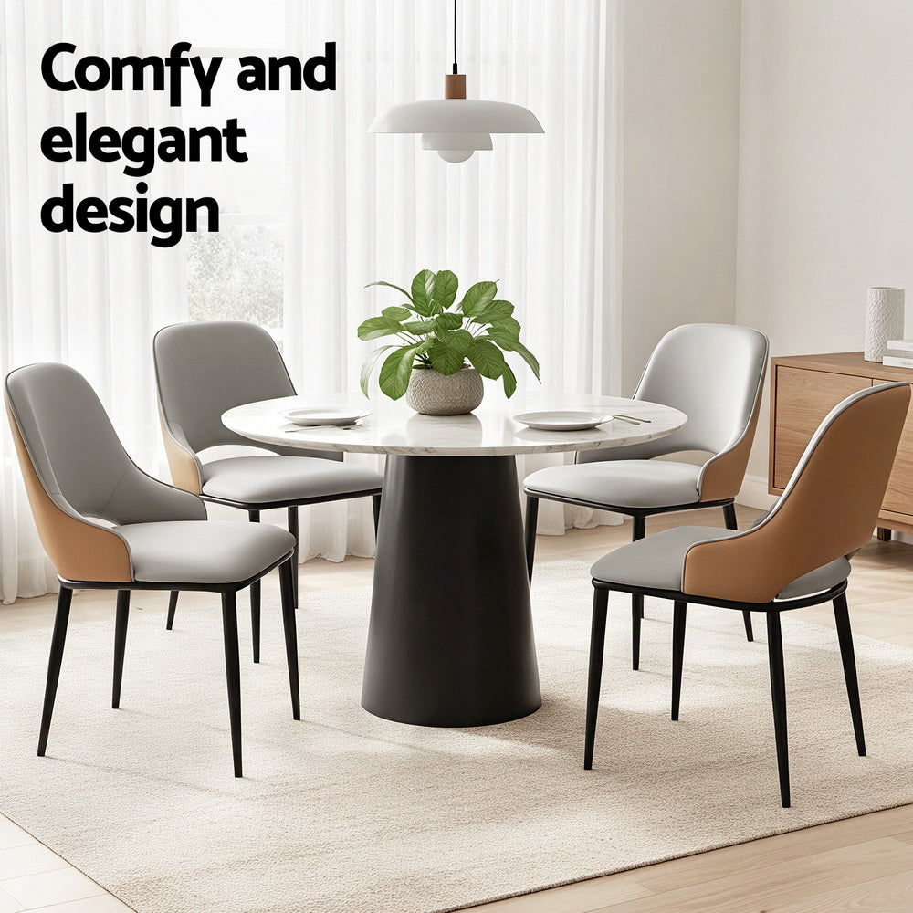 Artiss 4x Dining Chairs Hollow PU Leather Kitchen Lounge Cafe Accent Chair Grey-Furniture > Dining > Kitchen & Dining Chairs-PEROZ Accessories